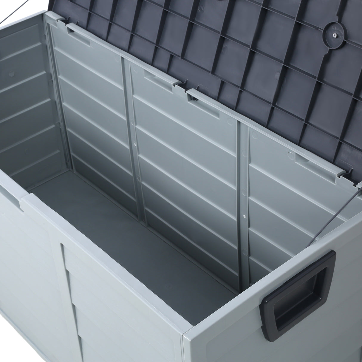 All Weather UV Pool Deck Box 250 lbs Capaciteit Opslag Schuurbak Achtertuin Patio Buiten met Wiel 75 Gallon Hars Deck Box-Organisatie en opslag voor meubelkussens Tuingereedschap en zwembadspeelgoed - Grijs