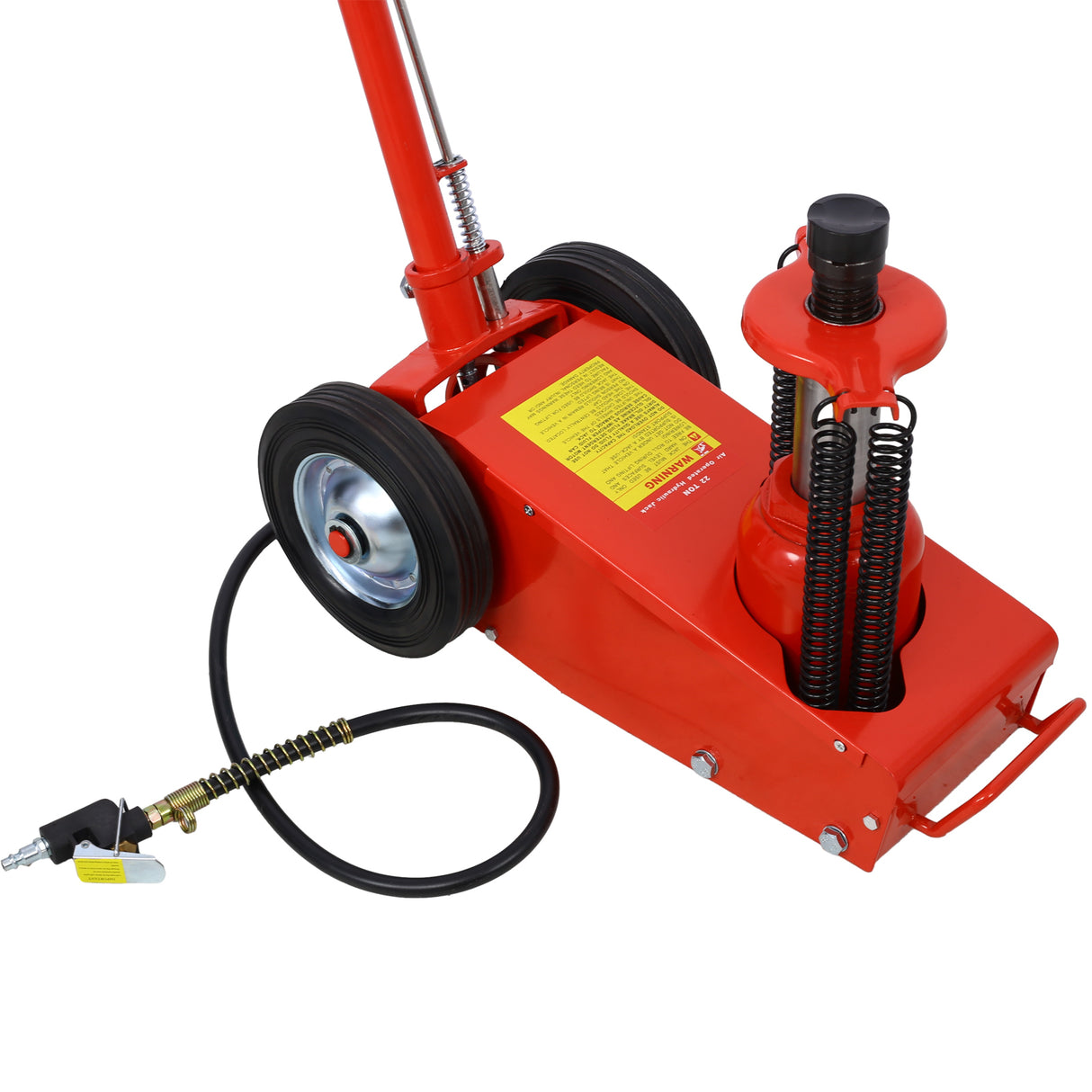 35 Ton Hydraulic Floor Jack Air Operated Axle Bottle with 4 Extension Saddle Set Built-in Wheels Red