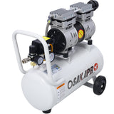 1.5HP Silent Oil-Free Air Compressor 8 Gallon Electric Shop Portable Lightweight with Wheels 70 DBA Noise Level na may Automatic Drain Valve Light Gray