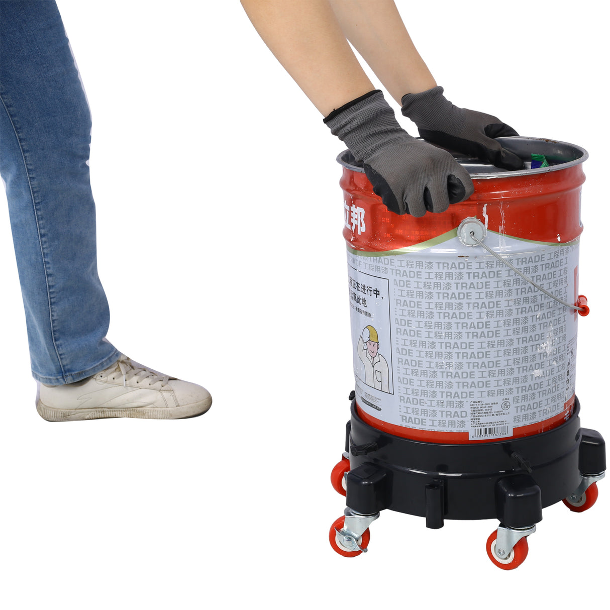 Chariot de seau de 11,2 pouces Seau roulant amovible Facile à pousser Roulettes pivotantes à 5 rouleaux pour déplacer une rotation à 360 degrés pour des seaux de 5 gallons Système de lavage de voiture Détails Manœuvres plus fluides Noir