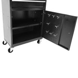 Rolling Garage Workshop Organizer Detachable 5 Drawer Tool Chest with Large Storage Cabinet and Adjustable Shelf Black