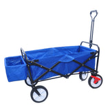 Folding Wagon Garden Shopping Beach Cart Blue Color