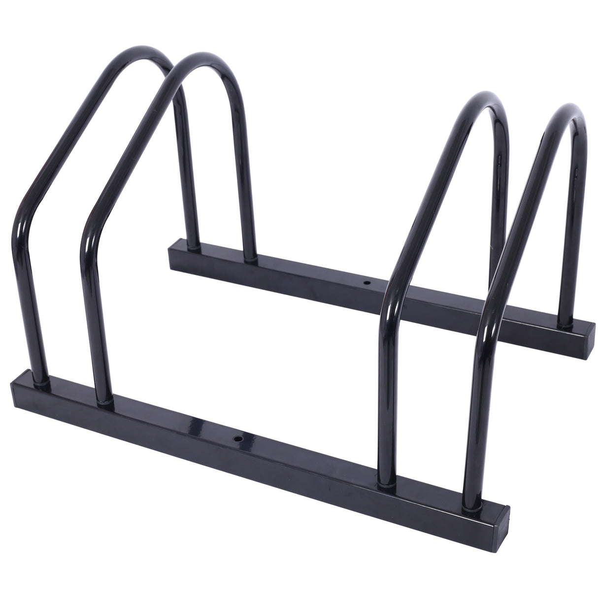 2 Bike Floor Bike Stand Parking Rack Garage Storage Indoor/Outdoor 22-28" Wheel Max Lapad ng Gulong 2.15" Black Painted