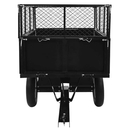 Remorque de tondeuse à gazon robuste, camion à benne basculante en acier, charge de 661,4 lb, utilitaire de jardin avec parois latérales amovibles pour le transport de matériaux de construction de tourbe de sol