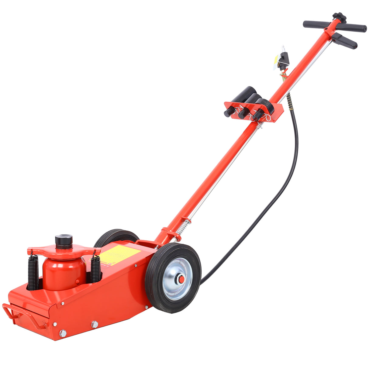 35 Ton Hydraulic Floor Jack Air Operated Axle Bottle with 4 Extension Saddle Set Built-in Wheels Red