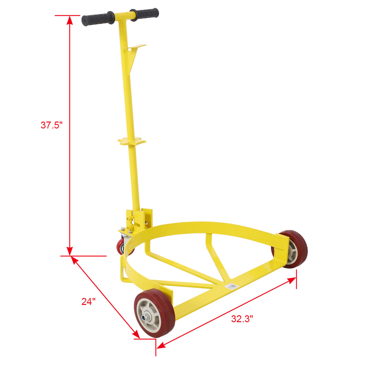 55 Gallon Drum Dolly 1pk 1200 lb Kapasitet Oljefat Trommelrullevogn Lavprofil ståloljetrommel Caddy Gul