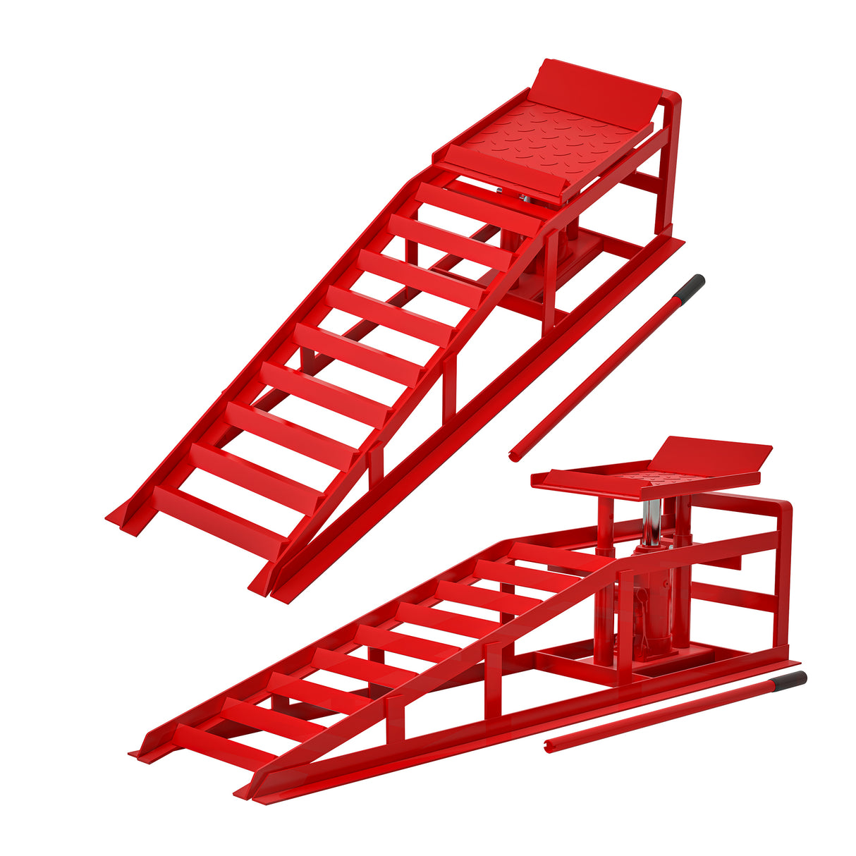 2 Pack Hydraulic Car Ramps 5T 11000lbs Low Profile Car Lift Service Ramps Truck Trailer Garage --Red