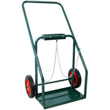 440lbs Capacity Cylinder Cart Welding Hand Truck Large Dual Oxygen Tank Dolly With 10-Inch Solid Rubber Wheels--Green