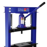 Hydraulic 12 Ton H-Frame Garage Floor Adjustable Shop Press with Plates Blue