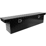 60.2"(L) x 12.2"(W) x 14.4"(H) Caja de herramientas para camioneta Remolque para plataforma de camión Rayas de aluminio para RV Tralier Pestillo cromado Superficie negra