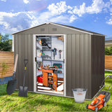 8ft x 6ft Outdoor Metal Storage Shed with Floor Base Gray