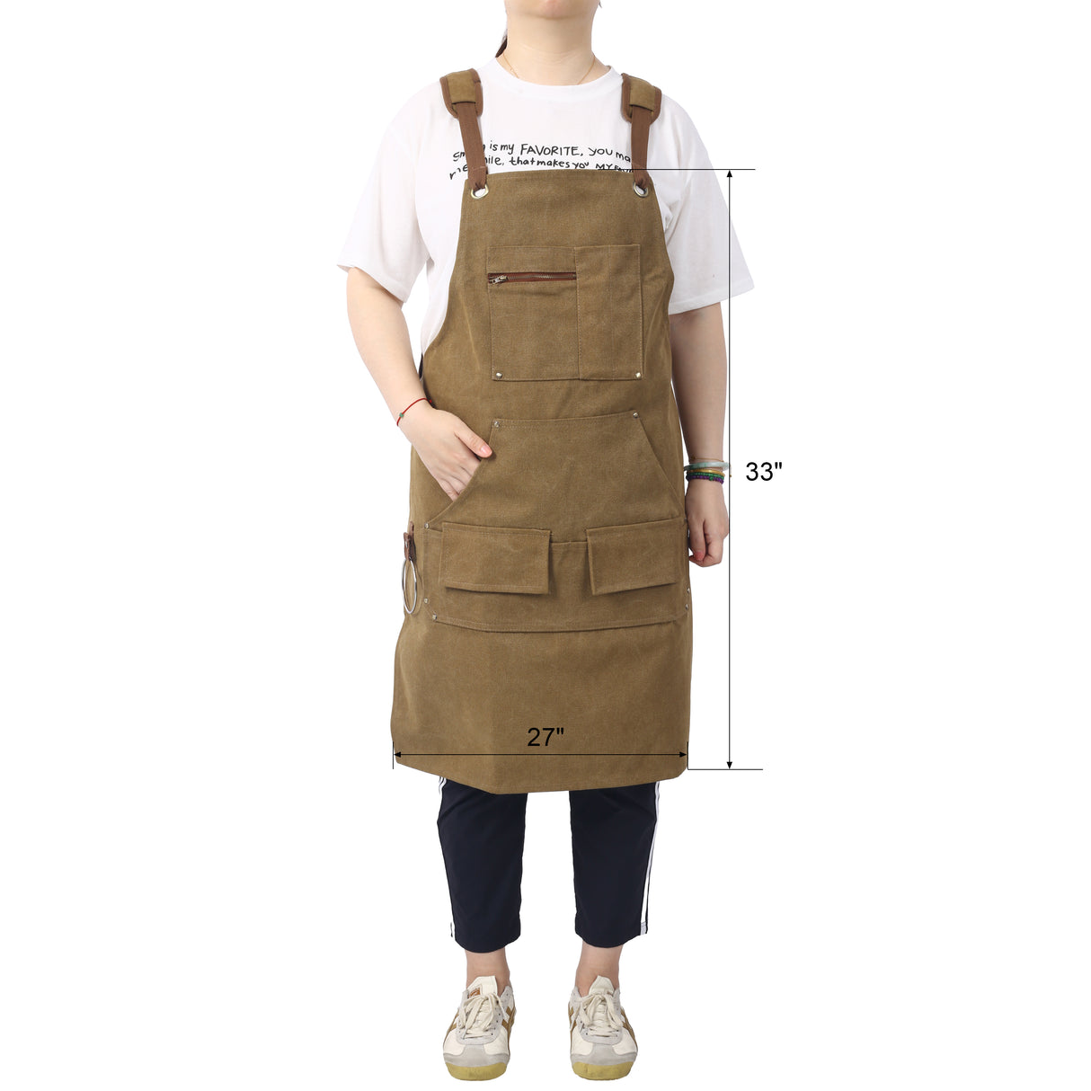 Long Heavy Duty Canvas Tool Apron Carpenter Woodworking Apron Mga Karpintero 16 Oz Ganap na Naaangkop sa Kumportableng Pagkasyahin sa Mga Lalaki at Babae na hindi na-wax