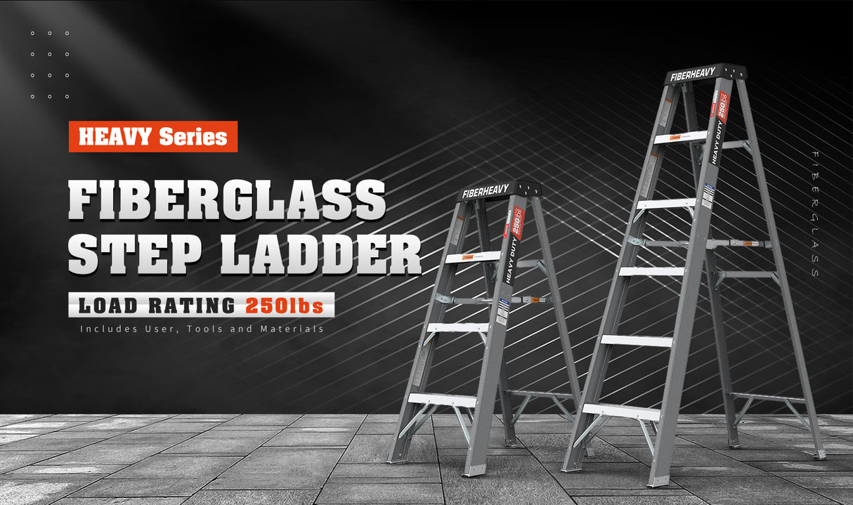 Fiberglass Step Ladder 4-foot 250lbs--Gray