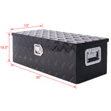 Caja de herramientas de aluminio de 30 pulgadas, caja de camión resistente, almacenamiento para camioneta y remolque al aire libre, organizador para RV, parte inferior con llaves de bloqueo, color negro