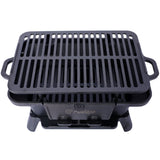 Oval Cast Iron Grill Outdoor Portable Charcoal at Tabletop Skillet Enameled Durable Small Camping Stove Hibachi--Black