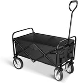 Heavy Duty Folding Portable Hand Cart with Removable Canopy 8'' Wheels Adjustable Handles and Double Fabric for Shopping Picnic Beach Camping 220 lbs Capacity