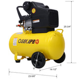 3.5HP Portable 10 Gallons Oil-Lubricated Air Compressor Tank Ultra Quiet Horizontal Adjustable Pressure with Built-in Wheel Yellow