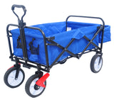 Folding Wagon Garden Shopping Beach Cart Blue Color