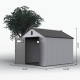 8×10ft Plastic Storage Shed para sa Backyard Garden Big Spire Tool Black Gray