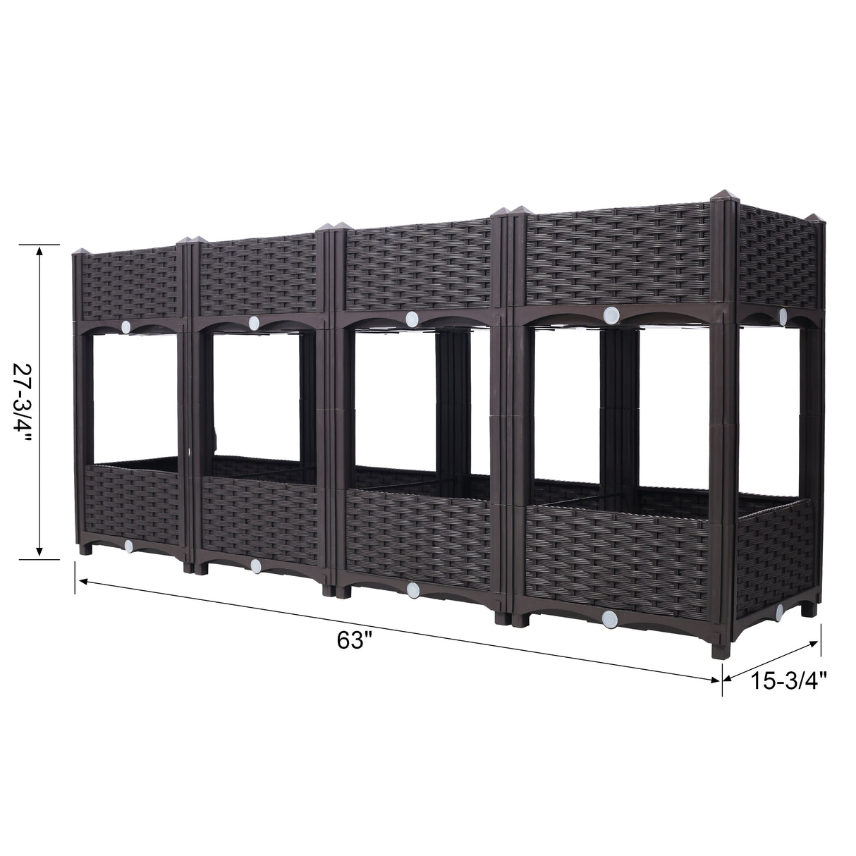 63 "x 15,7" x 27,7 " Podwyższona skrzynka ogrodowa z korkiem spustowym Podniesione grządki do warzyw / kwiatów / ziół Zestaw ogrodniczy stojący na zewnątrz - brązowy