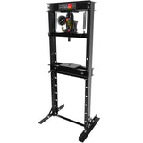 Steel H-Frame Hydraulic Garage/Shop Floor Press with Stamping Plates A Pressure Gauge 12 Ton (24,000 lb) Capacity Black