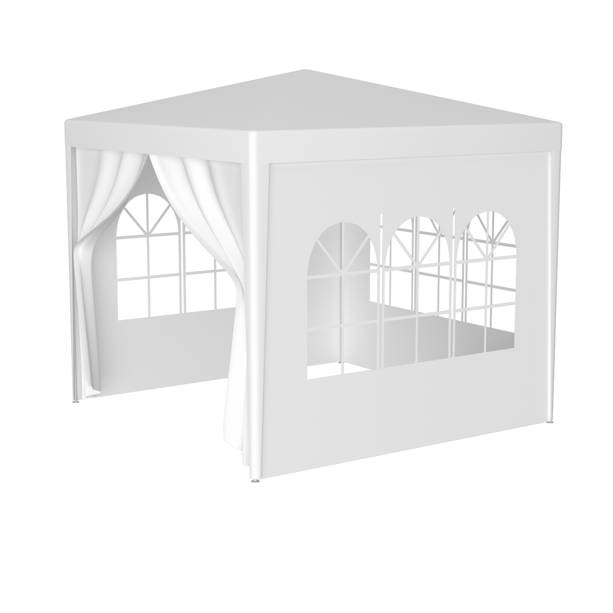 10'x10' Party Tent Outdoor Heavy Duty Gazebo Wedding Canopy + 4 na Matatanggal na Pader na Puti