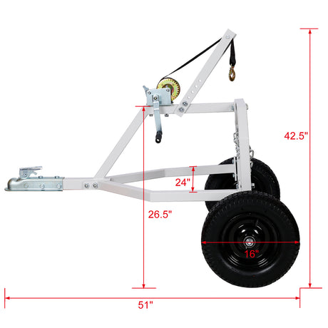 ATV Log Skidding Arch 1000-Lb. Kapasidad na 16.5in Pneumatic Tire