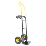 Carretilla de mano Carro de 2 ruedas de doble propósito y carro de empuje de 4 ruedas con ruedas giratorias Carro de plataforma resistente de 330 libras de capacidad para mover almacén, jardín, comestibles, negro