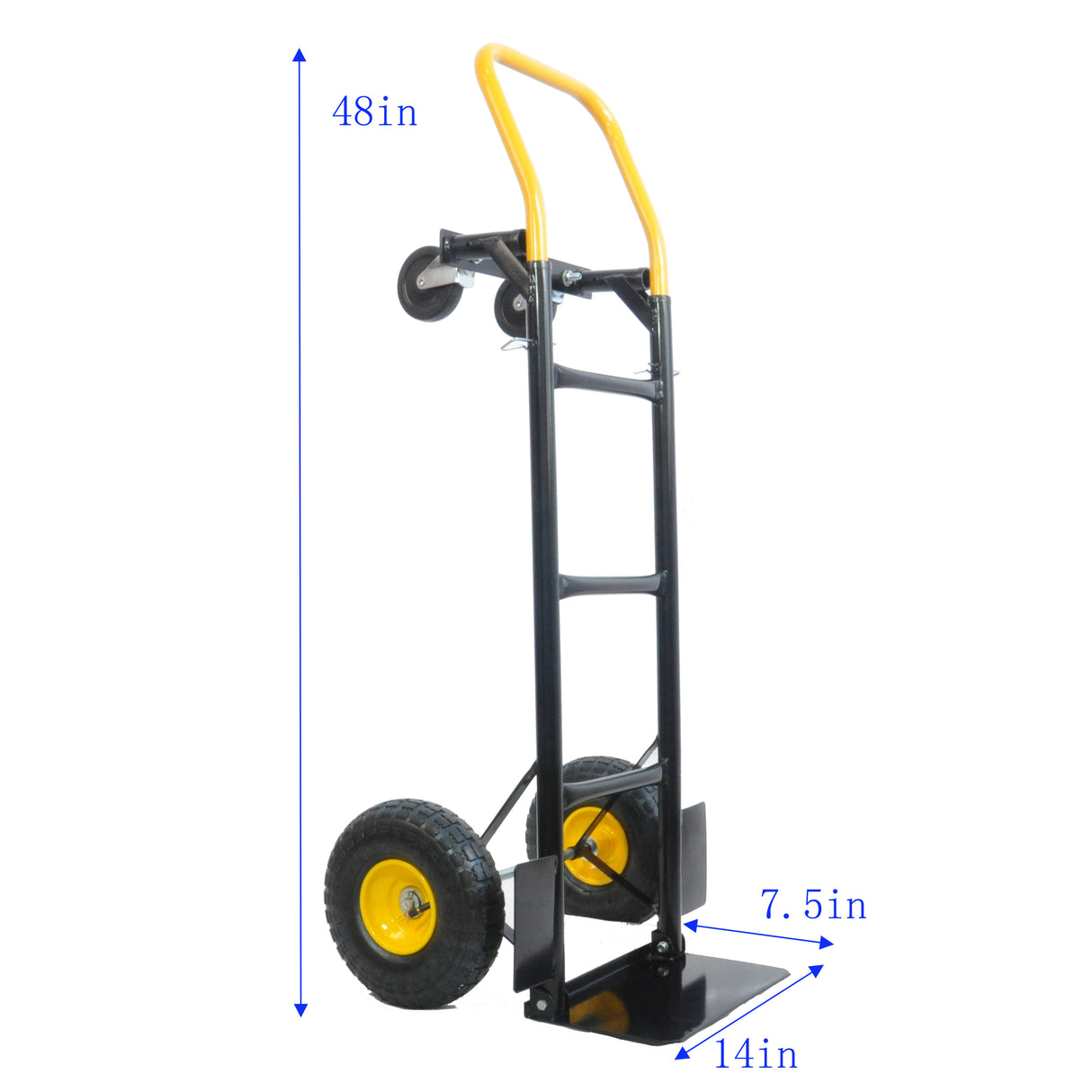 Hand Truck Dual Purpose 2 Wheel Dolly Cart and 4 Wheel Push Cart with Swivel Wheels 330 Lbs Capacity Heavy Duty Platform Cart for Moving Warehouse Garden Grocery Black