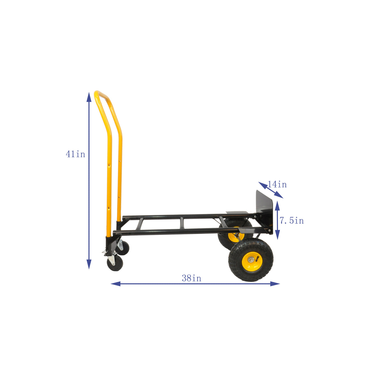 Hand Truck Dual Purpose 2 Wheel Dolly Cart at 4 Wheel Push Cart na may Swivel Wheels 330 Lbs Capacity Heavy Duty Platform Cart para sa Paglipat ng Warehouse Garden Grocery Black