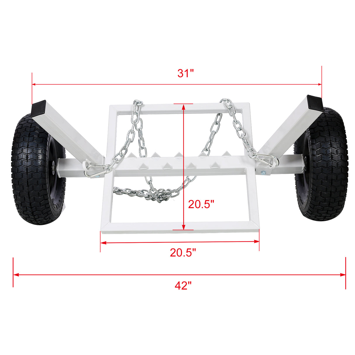 Soporte y arco de arrastre de troncos para ATV de 1000 lb. Capacidad 24 pulgadas de diámetro. Blanco Crema