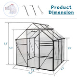 6X6FT Polycarbonate Greenhouse Raised Base and Anchor Aluminum Heavy Duty Walk-in for Outdoor Backyard in All Season Black