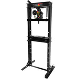 Steel H-Frame Hydraulic Garage/Shop Floor Press with Stamping Plates A Pressure Gauge 12 Ton (24,000 lb) Capacity Black