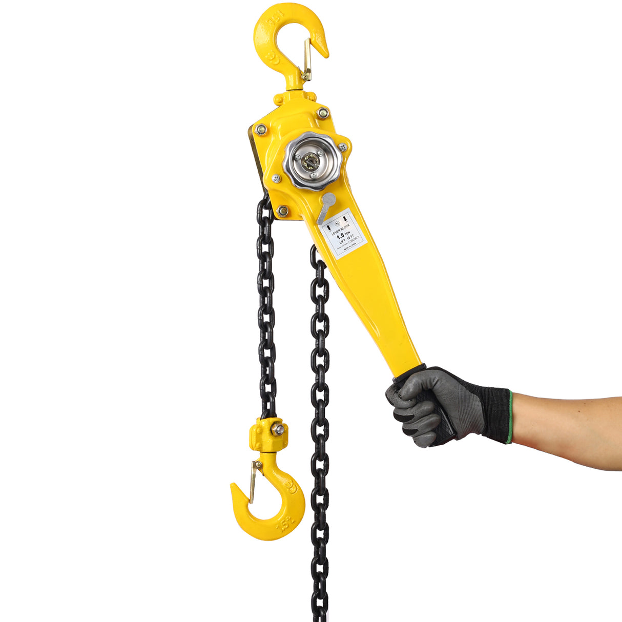 Lever Chain Hoist 1 1/2 Ton 3300LBS Capacity 5 FT Come Along with Heavy Duty Hooks Ratchet Lever Block Lift Puller