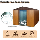 8ft x 10ft Outdoor Storage Shed na may Metal Floor Base Coffee