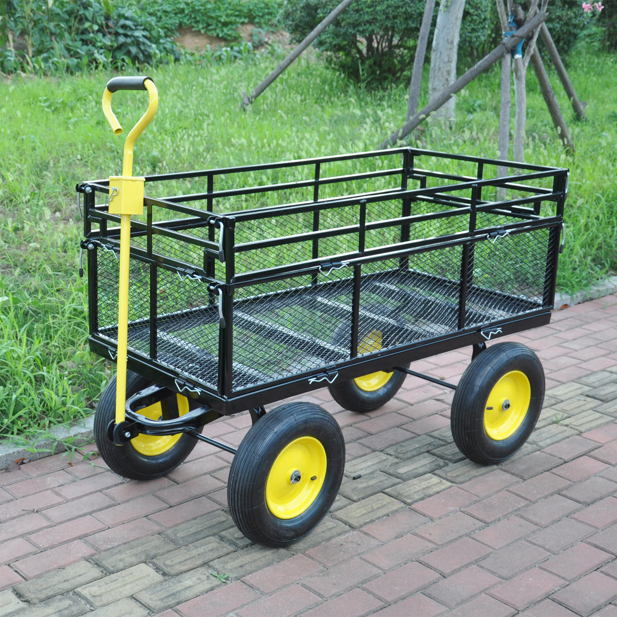 Big Wagon Cart Garden Trucks Transport Firewood Yellow Black