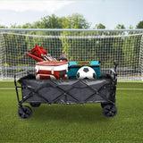 Heavy Duty Folding Hand Cart na may Removable Canopy 8'' Wheels Adjustable Handles at Double Fabric para sa Shopping Picnic Beach Camping 330 lbs Capacity