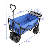 Folding Wagon Garden Shopping Beach Cart Blue Metal