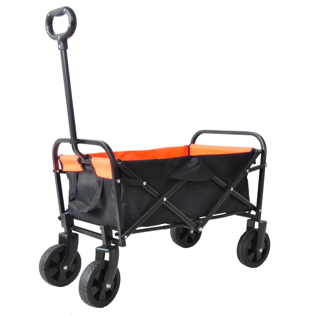 Mini Folding Wagon Garden Shopping Beach Cart Black Yellow