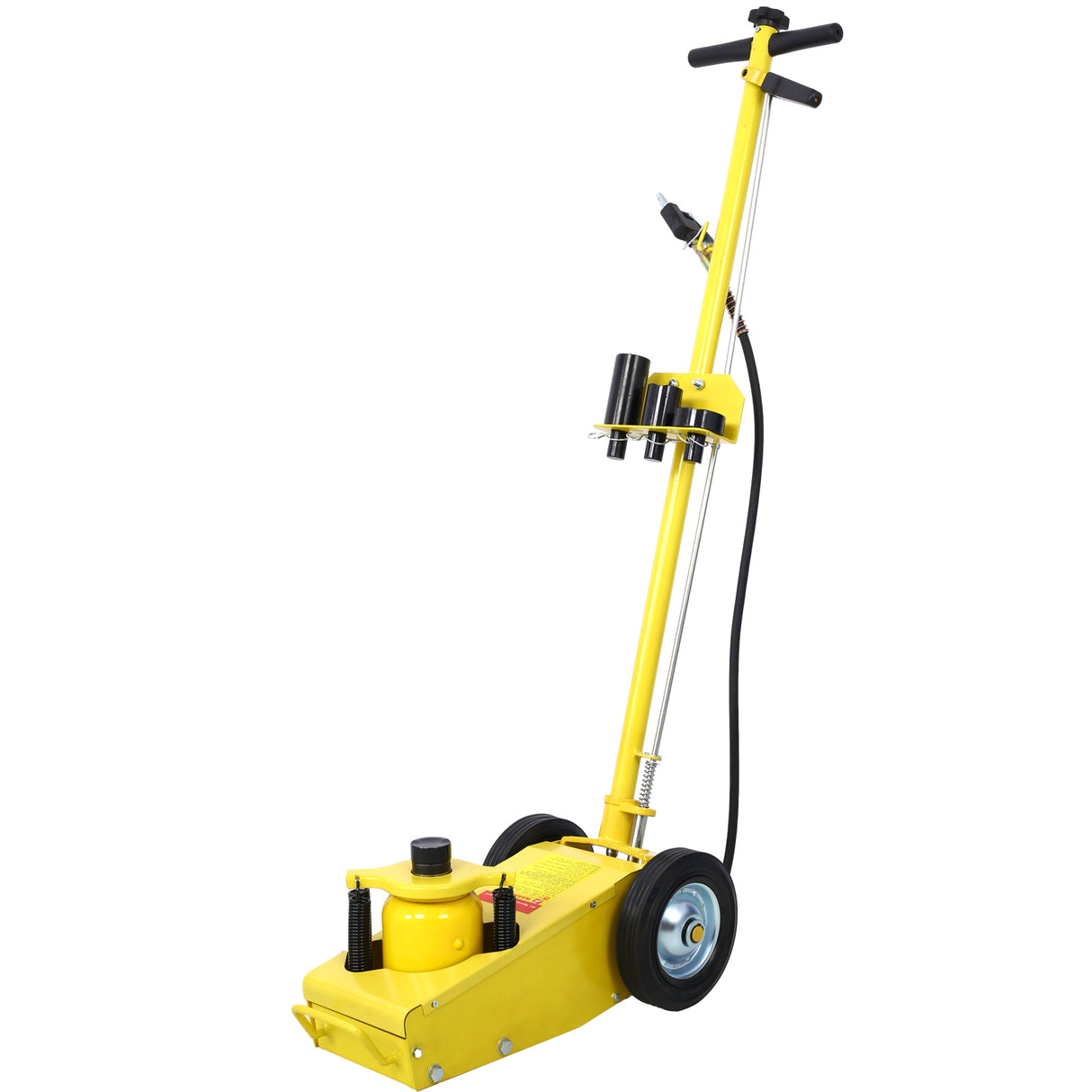 22 Ton Hydraulic Floor Jack Air-Operated Axle Bottle na may 4 Extension Saddle Set Built-in Wheels Yellow