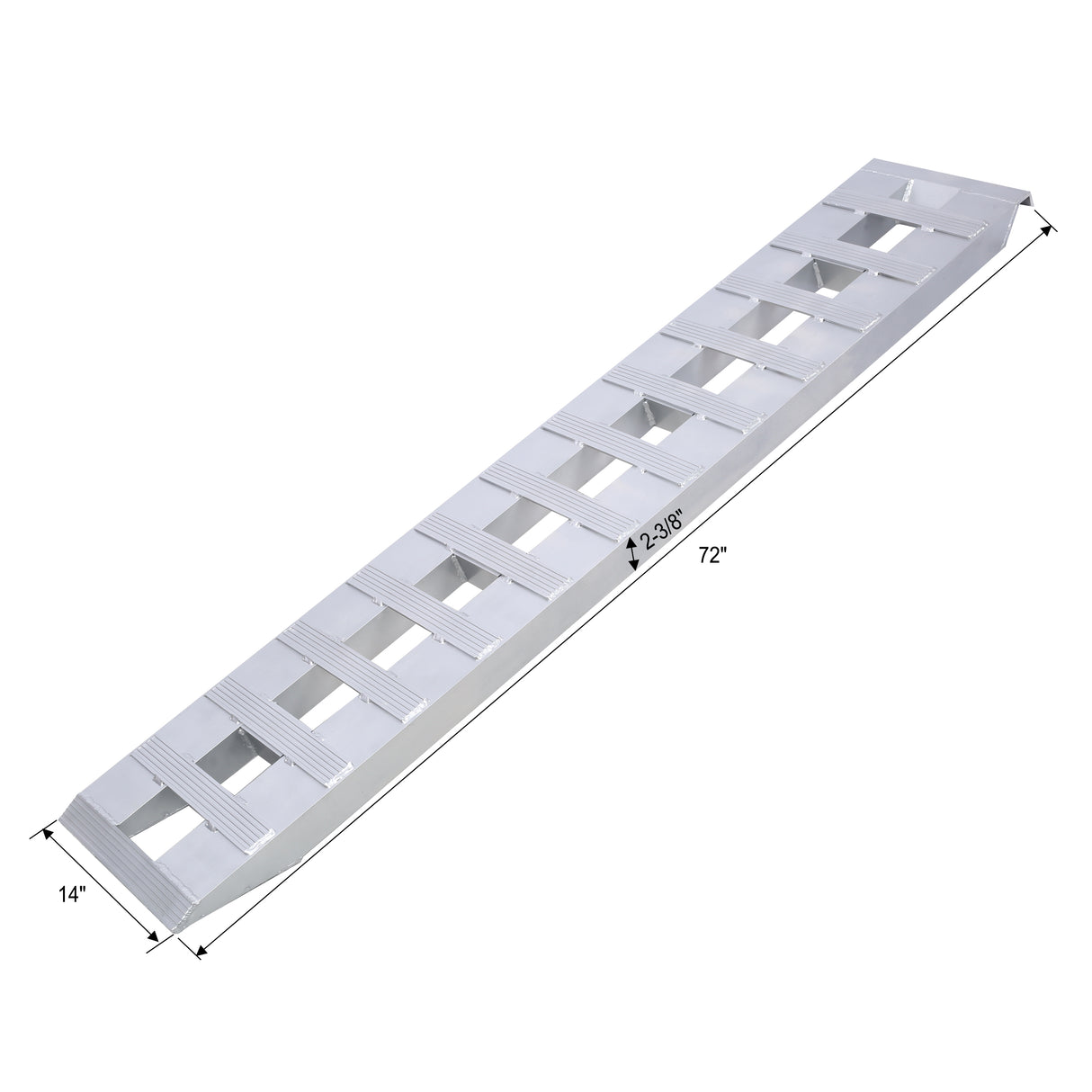 1 paire de rampes robustes avec extrémité de fixation de crochet supérieur, rampe de chargement universelle pour tracteur de moto ATV/UTV 72" X 14" 6600 LBS - Aluminium argenté