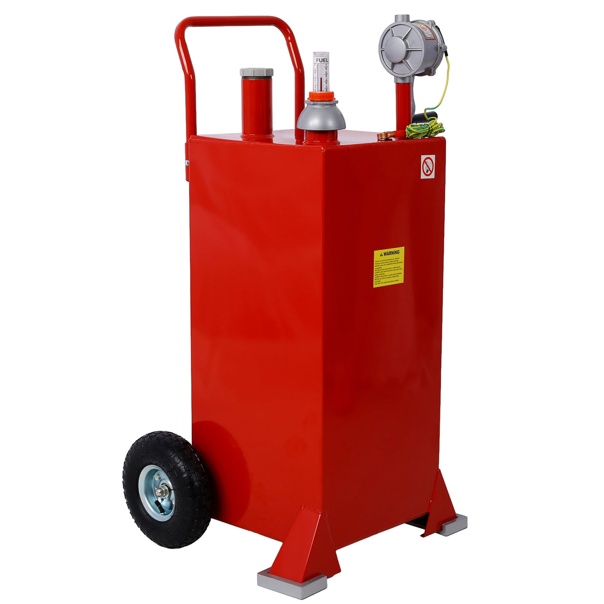 30 Gallon Gas Caddy With Wheels Fuel Transfer Tank Gasoline Diesel Can Reversible Rotary Hand Siphon Pump Storage For Automobiles ATV Car Mowers Tractors Boat Motorcycle (Red)