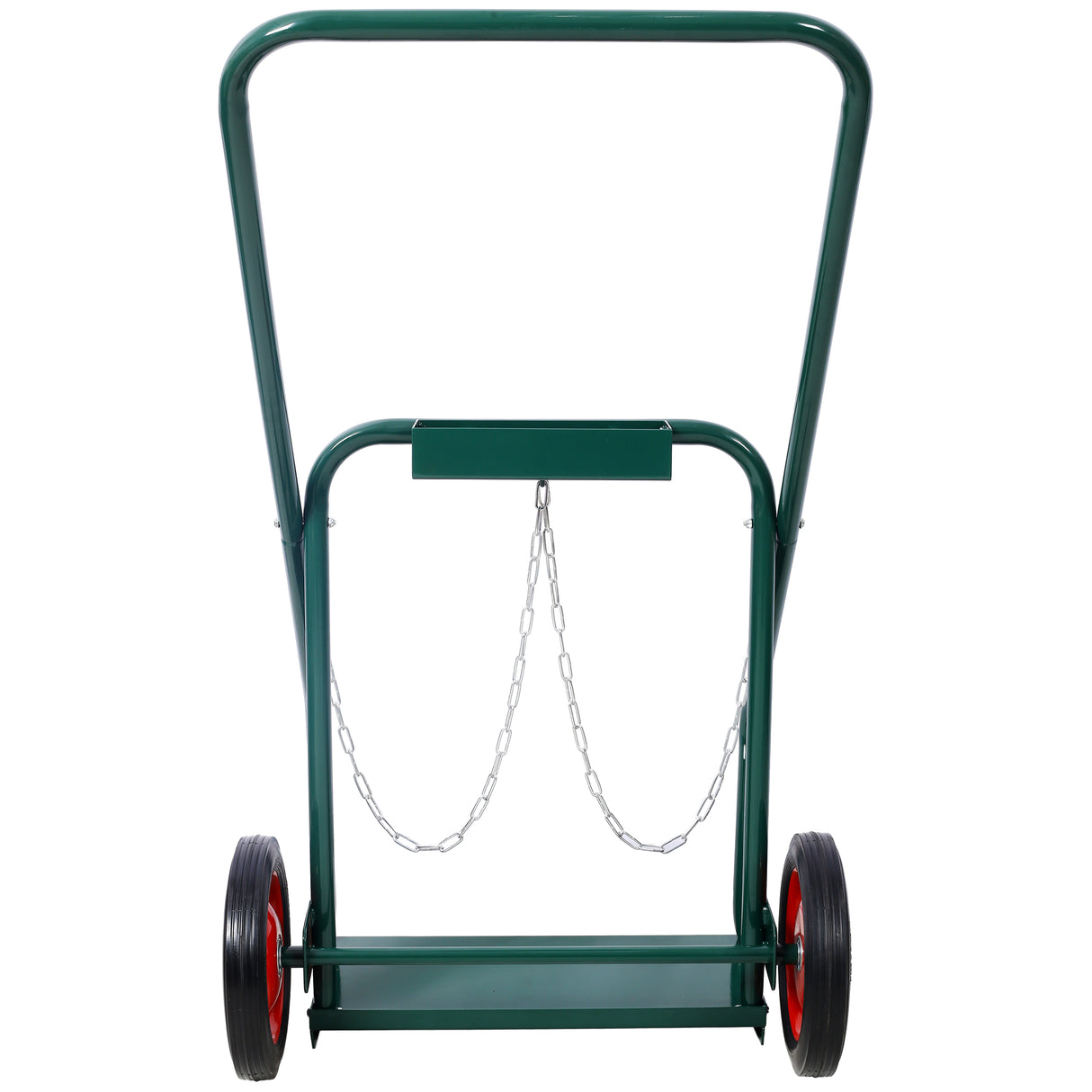 440lbs Capacity Cylinder Cart Welding Hand Truck Large Dual Oxygen Tank Dolly With 10-Inch Solid Rubber Wheels--Green