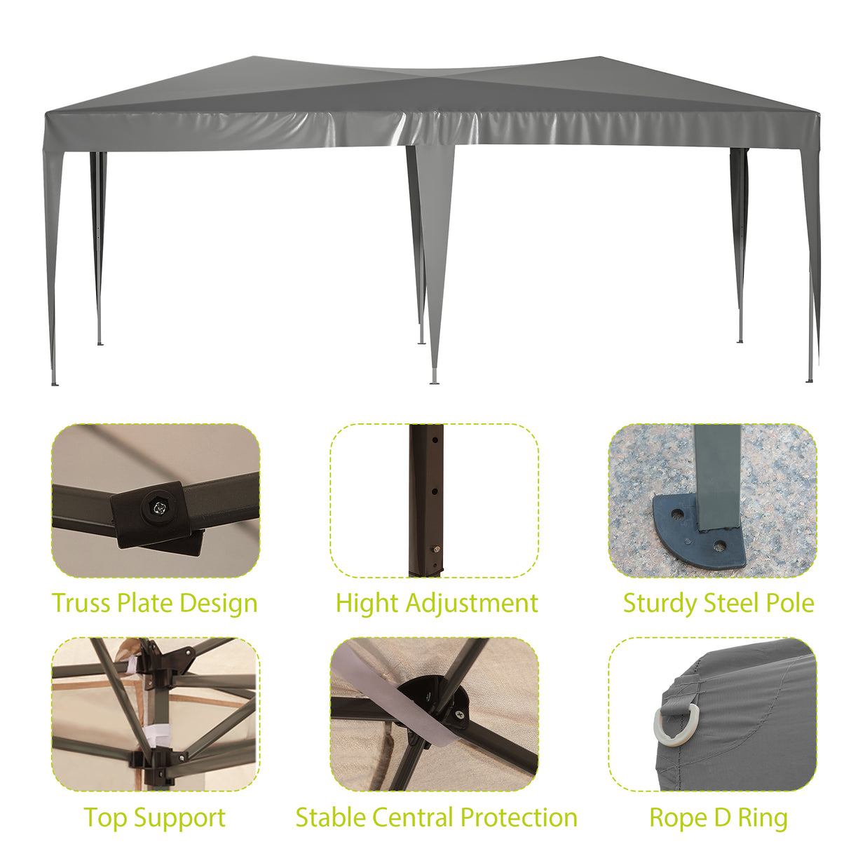 Tenda pieghevole portatile per feste da esterno con baldacchino pop-up EZ da 10'x20' con 6 pareti laterali rimovibili + borsa per il trasporto + 6 sacchi per pesi Beige Grigio