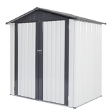 6x4x6ft Garden Metal Storage Shed Outdoor Storing Tools Rainproof Hinge Door Version Gray White