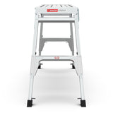 Aluminum Work Platform Malaking Sukat Step Stool Folding Portable Bench 40" Lapad Telescopic Feet 22" -27.5" Taas Naaayos--Grey