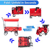 Garden Shopping Beach Cart Folding Wagon Red