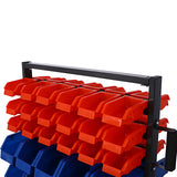 90 Parts Bin Shelving Storage Organizer na may Locking Wheels para sa Shop Garage at Home