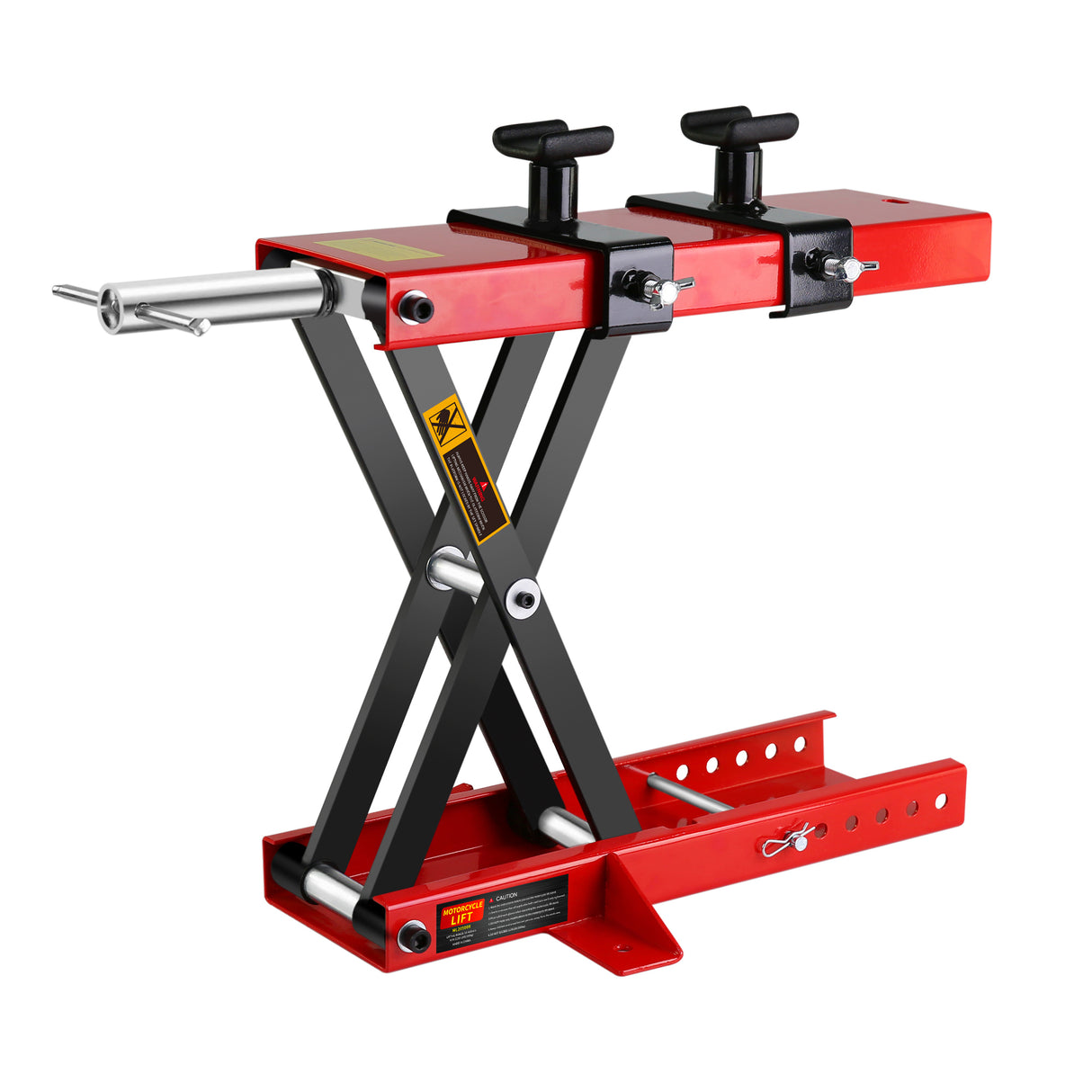 Motorcycle Center Scissor Lift Jack Hoist Stand Bikes ATVs Scooter Crank with Saddle and Safety Pins 1100 LB