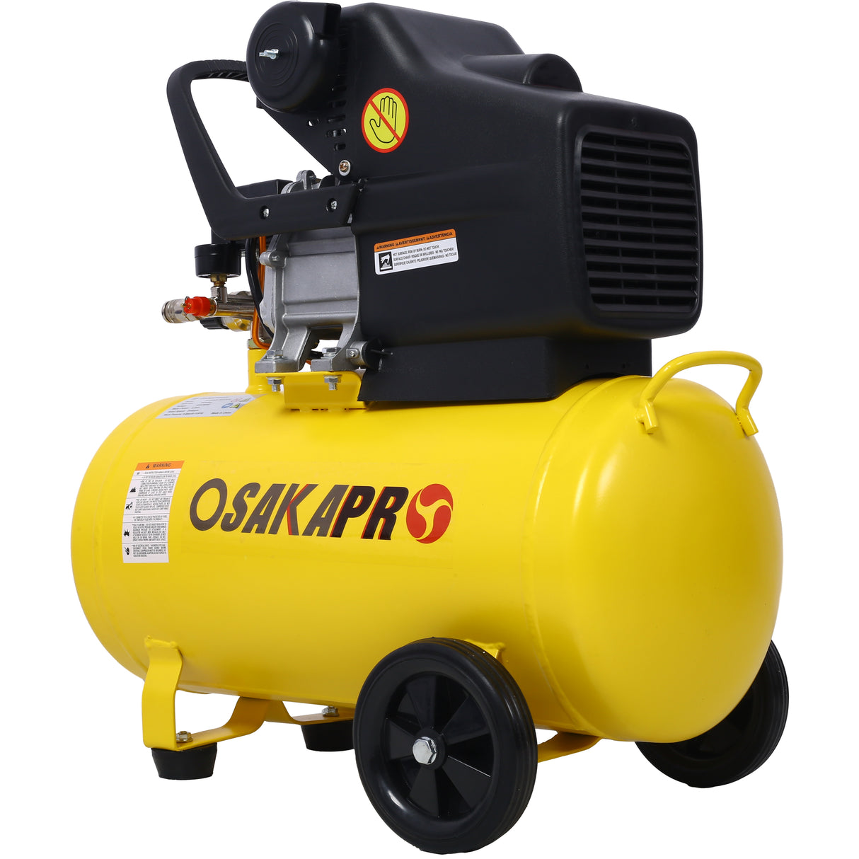 3.5HP Portable 10 Gallons Oil-Lubricated Air Compressor Tank Ultra Quiet Horizontal Adjustable Pressure with Built-in Wheel Yellow